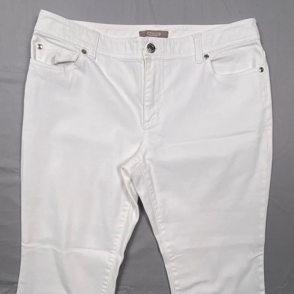Chicos So Slimming Girlfriend Ankle Jeans Women 1 Short White Stretch Denim - Picture 2 of 16
